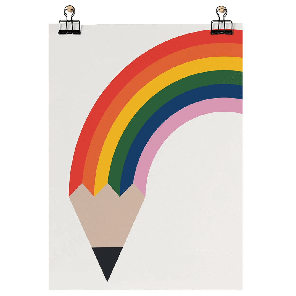 Roomytown Rainbow Pencil Unframed Fine Art Print 28 x 35.5cm